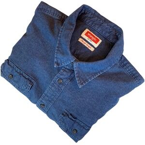 Wrangler Mens XL Blue Flex for Comfort Long Sleeve Denim Button Down Shirt